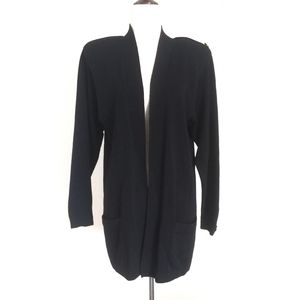 St John Black Santana Knit Open Front Cardigan